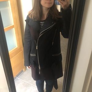 All Saints Black and Oxblood Wool Coat RARE 🔥